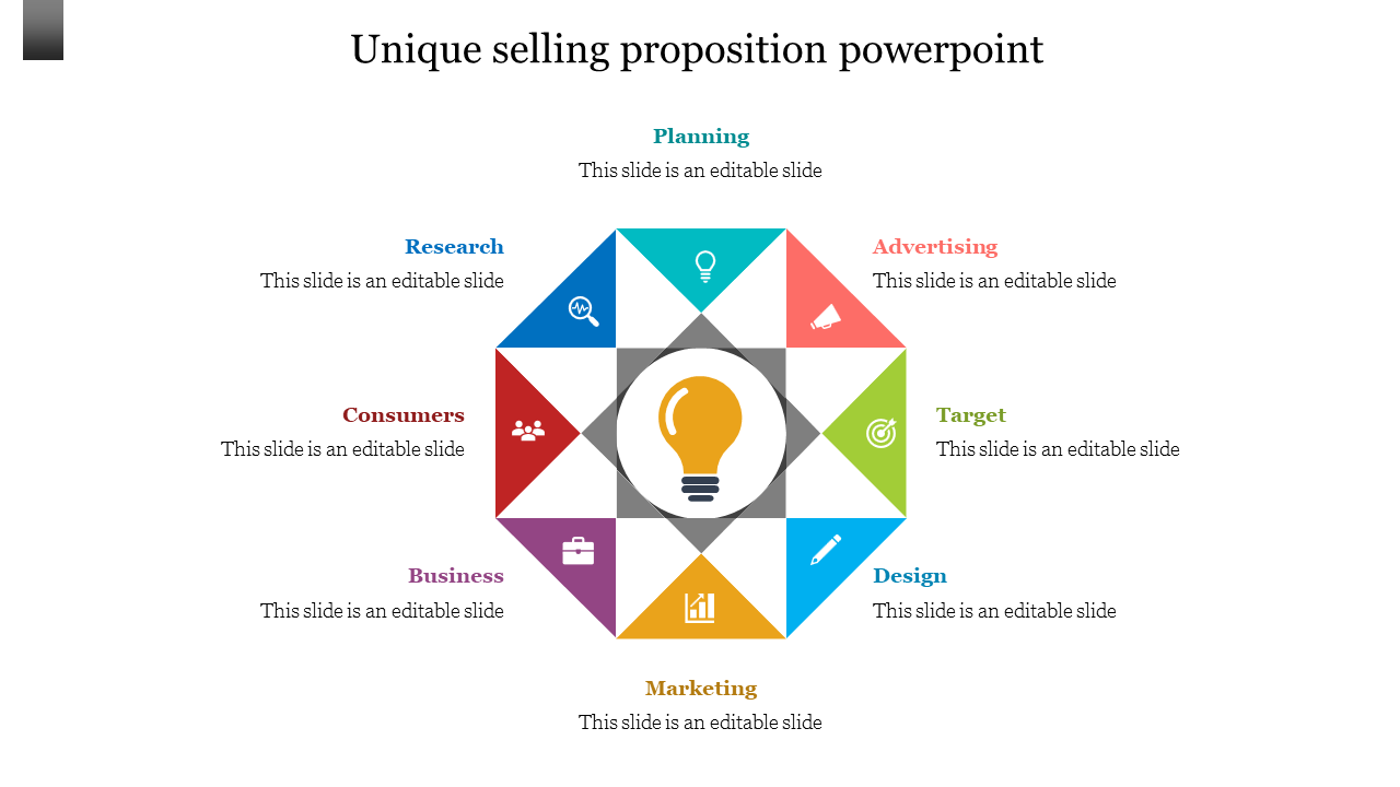 Editable Proposition Triangle Slide PowerPoint Template